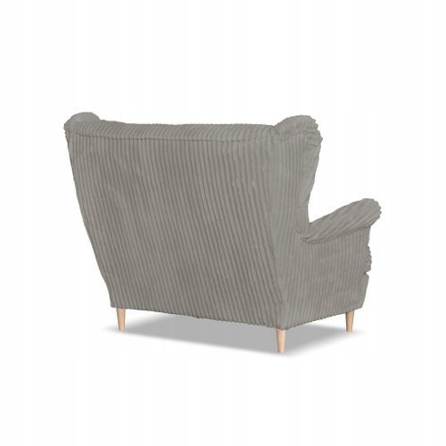 Canapé Scandinave Rene Estella — Style à Oreilles, Velours Côtelé Gris Clair