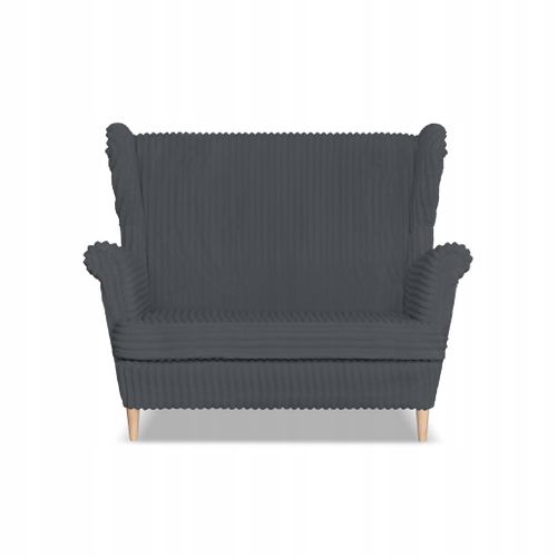 Canapé/sofa à Oreilles Rene Estella Scandinave, Velours Côtelé Gris Foncé