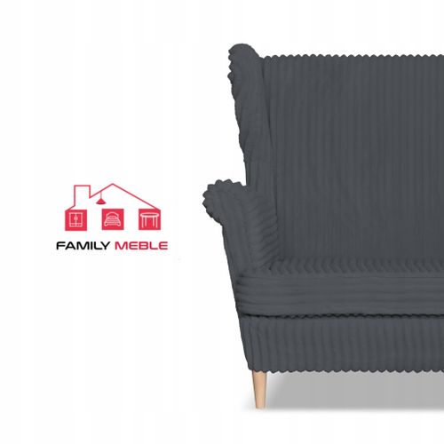 Canapé/sofa à Oreilles Rene Estella Scandinave, Velours Côtelé Gris Foncé