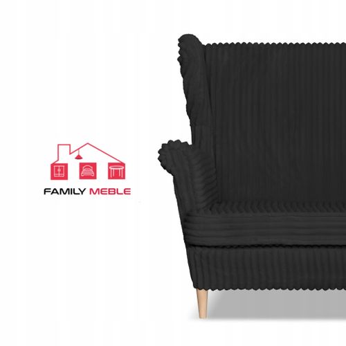 Canapé Scandinave à Oreilles Rene Estella, Velours Côtelé Noir