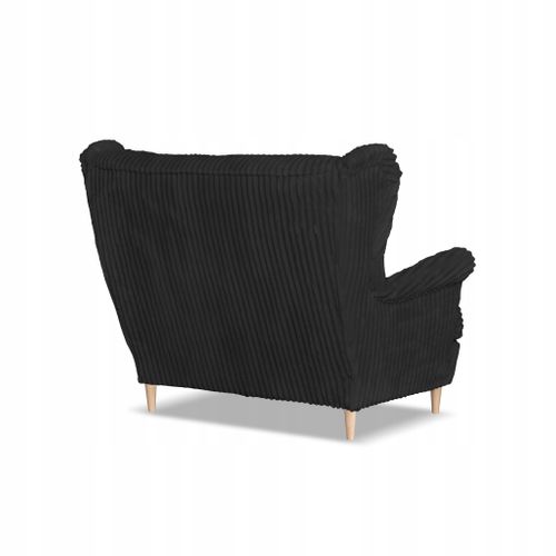 Canapé Scandinave à Oreilles Rene Estella, Velours Côtelé Noir