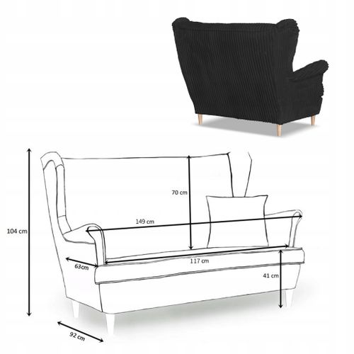 Canapé Scandinave à Oreilles Rene Estella, Velours Côtelé Noir