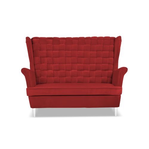 Canapé 2 Places Carol, Rouge, Style Scandinave, Assise à Ressorts