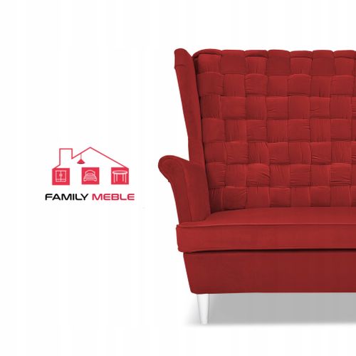 Canapé 2 Places Carol, Rouge, Style Scandinave, Assise à Ressorts