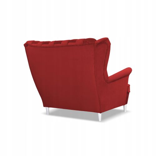 Canapé 2 Places Carol, Rouge, Style Scandinave, Assise à Ressorts