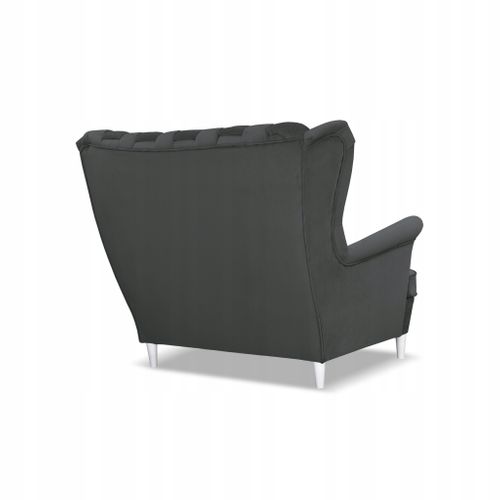 Canapé 2 Places Carol, Gris Graphite, Style Scandinave, à Oreilles, Suspension à Ressorts