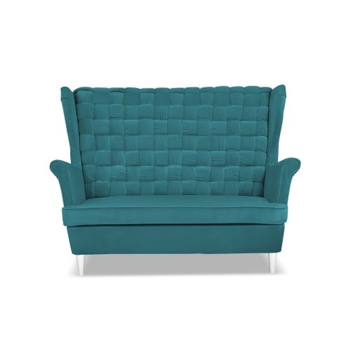 Canapé 2 Places Scandinave Carol, Turquoise, à Oreilles Et à Ressorts