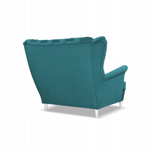 Canapé 2 Places Scandinave Carol, Turquoise, à Oreilles Et à Ressorts