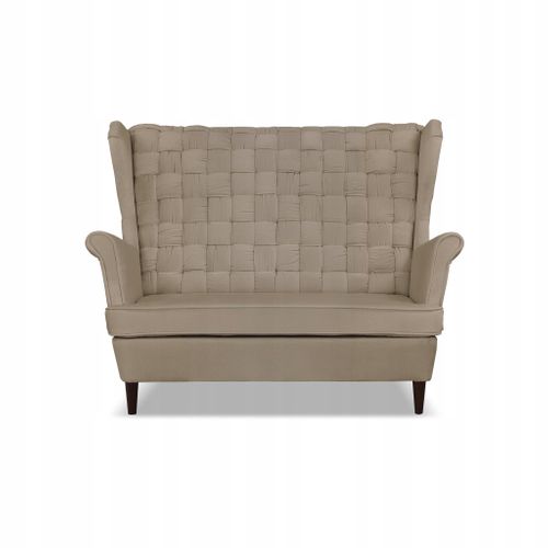 Canapé Scandinave 2 Places Carol, Modèle à Oreilles, Beige, à Ressorts
