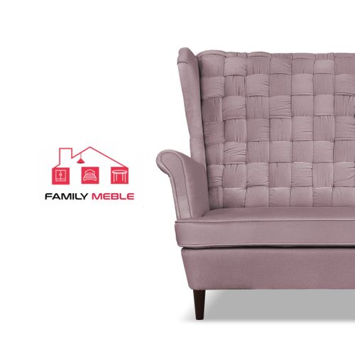 Canapé 2 Places Scandinave à Oreilles Carol, Rose Poudré