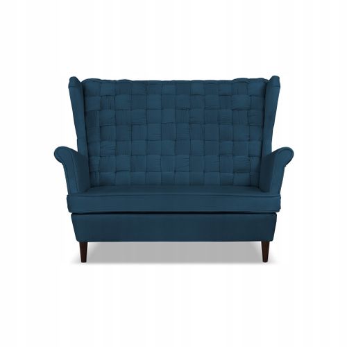 Canapé Scandinave «carol», 2 Places, Bleu Marine, à Oreilles, Assise à Ressorts