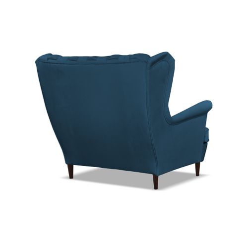 Canapé Scandinave «carol», 2 Places, Bleu Marine, à Oreilles, Assise à Ressorts