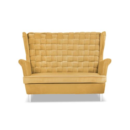 Carol — Canapé Scandinave 2 Places à Oreilles , Jaune, Avec Ressorts