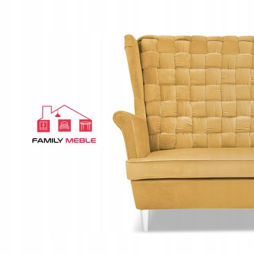 Carol — Canapé Scandinave 2 Places à Oreilles , Jaune, Avec Ressorts