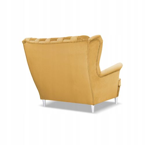 Carol — Canapé Scandinave 2 Places à Oreilles , Jaune, Avec Ressorts