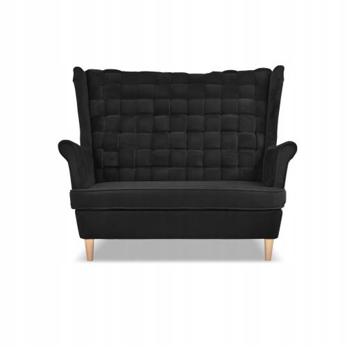 Canapé 2 Places Carol Noir, Style Scandinave, à Oreilles Et à Ressorts