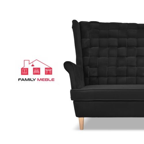 Canapé 2 Places Carol Noir, Style Scandinave, à Oreilles Et à Ressorts