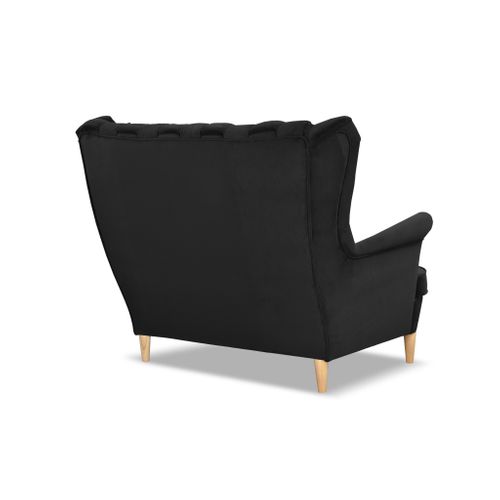 Canapé 2 Places Carol Noir, Style Scandinave, à Oreilles Et à Ressorts