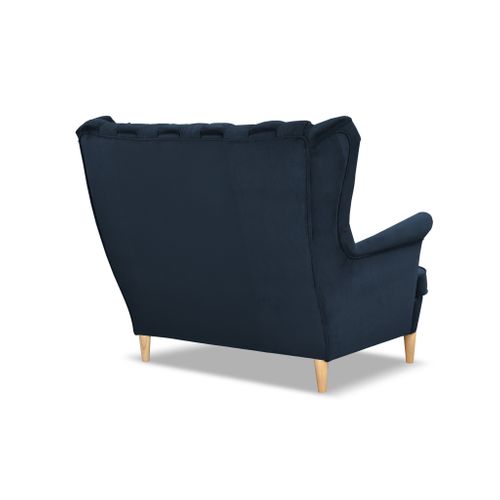 Canapé 2 Places Carol Bleu Marine, Style Scandinave à Oreilles , à Ressorts