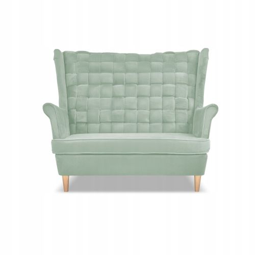 Canapé 2 Places Scandinave à Oreilles Carol, Vert Céladon, à Ressorts