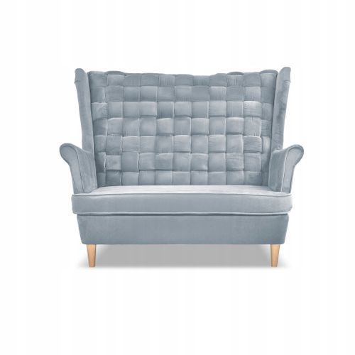 Canapé Scandinave à Oreilles Carol, 2 Places — Bleu Clair, Suspension à Ressorts