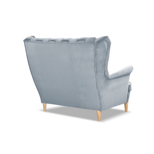 Canapé Scandinave à Oreilles Carol, 2 Places — Bleu Clair, Suspension à Ressorts