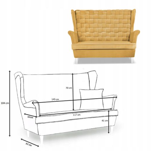 Carol — Ensemble De Salon - Canapé, Fauteuils Et Poufs à Rayures, Jaune Miel