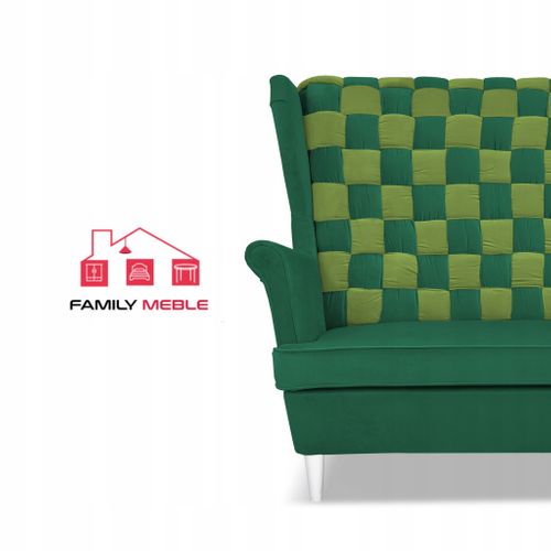 Canapé Scandinave Carol Duo à Oreilles (style Bergère), Turquoise Et Vert