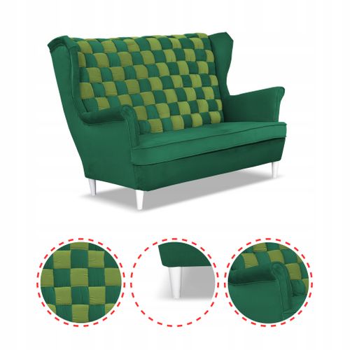 Canapé Scandinave Carol Duo à Oreilles (style Bergère), Turquoise Et Vert