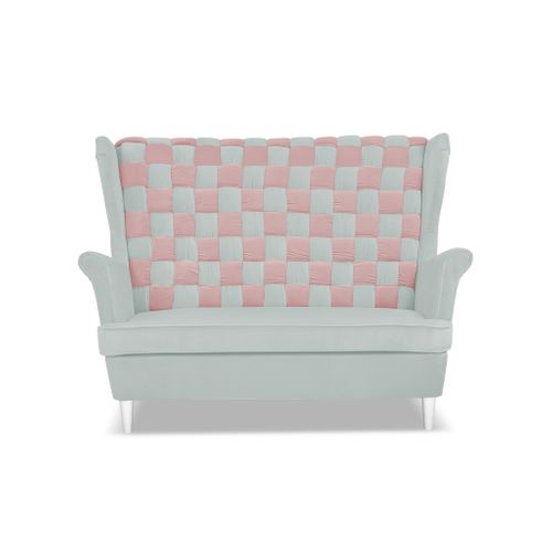 Canapé Scandinave Carol Duo à Oreilles, Bicolore Gris Et Rose