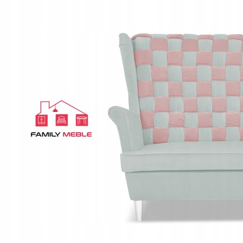 Canapé Scandinave Carol Duo à Oreilles, Bicolore Gris Et Rose