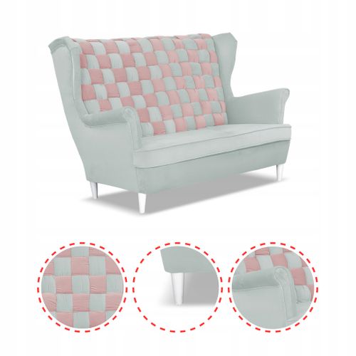 Canapé Scandinave Carol Duo à Oreilles, Bicolore Gris Et Rose