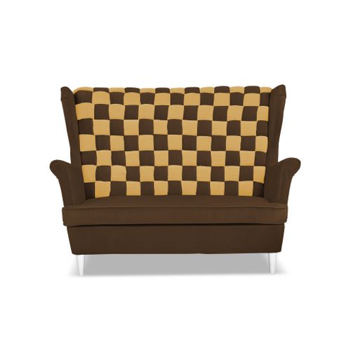 Canapé Carol Duo — Style Scandinave à Oreilles — Bicolore Brun-jaune