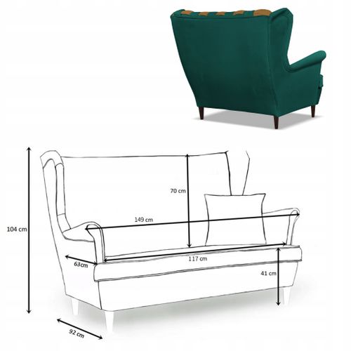 Canapé à Oreilles Carol Duo De — Style Scandinave, Vert Et Marron