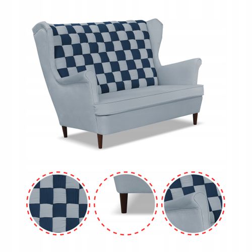 Canapé à Oreilles Carol Duo Scandinave — Gris Et Bleu Marine