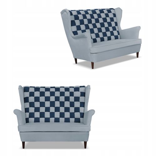 Canapé à Oreilles Carol Duo Scandinave — Gris Et Bleu Marine