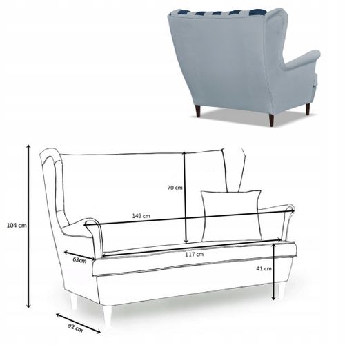 Canapé à Oreilles Carol Duo Scandinave — Gris Et Bleu Marine