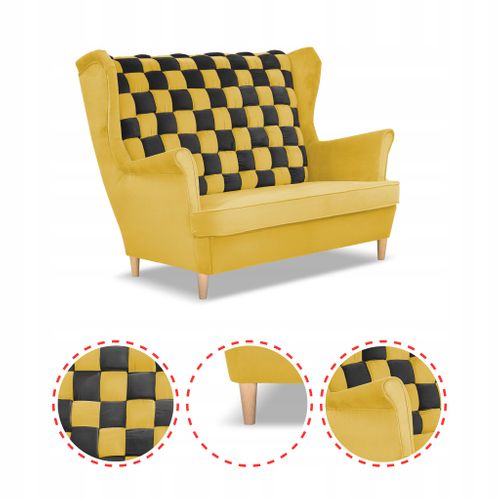 Canapé Scandinave à Oreilles Carol Duo — Coloris Jaune Miel Et Brun