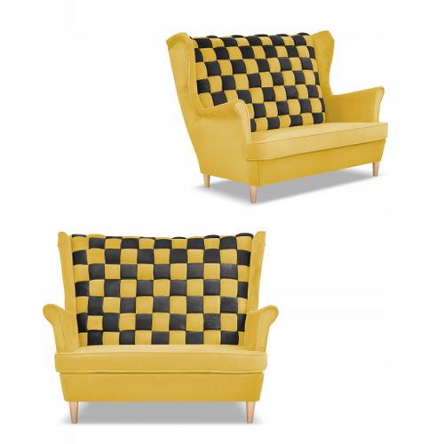 Canapé Scandinave à Oreilles Carol Duo — Coloris Jaune Miel Et Brun