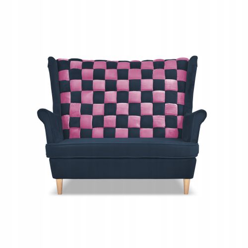 Canapé/sofa à Oreilles Carol Duo — Style Scandinave, Bicolore Bleu Marine Et Rose