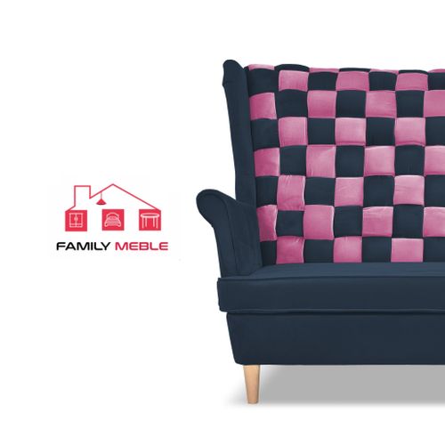 Canapé/sofa à Oreilles Carol Duo — Style Scandinave, Bicolore Bleu Marine Et Rose