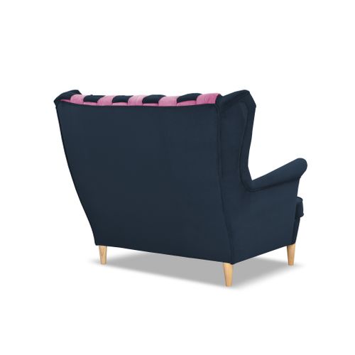 Canapé/sofa à Oreilles Carol Duo — Style Scandinave, Bicolore Bleu Marine Et Rose
