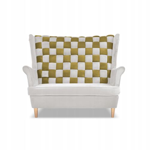 Canapé à Oreilles Carol Duo — Style Scandinave, Blanc Et Doré