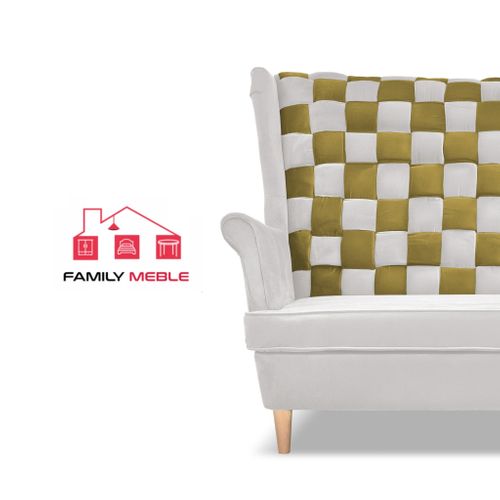 Canapé à Oreilles Carol Duo — Style Scandinave, Blanc Et Doré