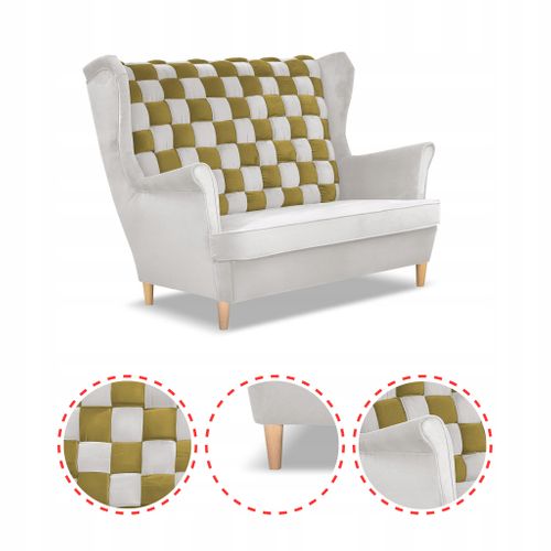 Canapé à Oreilles Carol Duo — Style Scandinave, Blanc Et Doré