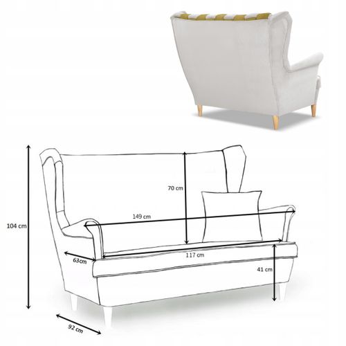 Canapé à Oreilles Carol Duo — Style Scandinave, Blanc Et Doré