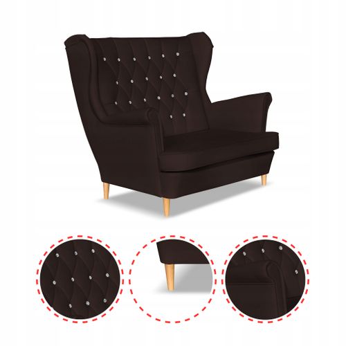 Canapé Gaja à Oreilles En Simili Cuir, Style Scandinave, Brun Foncé