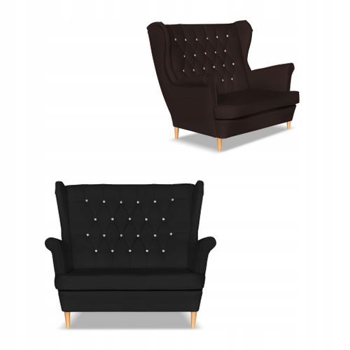 Canapé Gaja à Oreilles En Simili Cuir, Style Scandinave, Brun Foncé