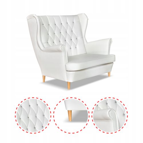 Canapé à Oreilles Gaja En Similicuir, Style Scandinave, Blanc