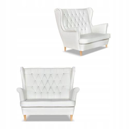 Canapé à Oreilles Gaja En Similicuir, Style Scandinave, Blanc